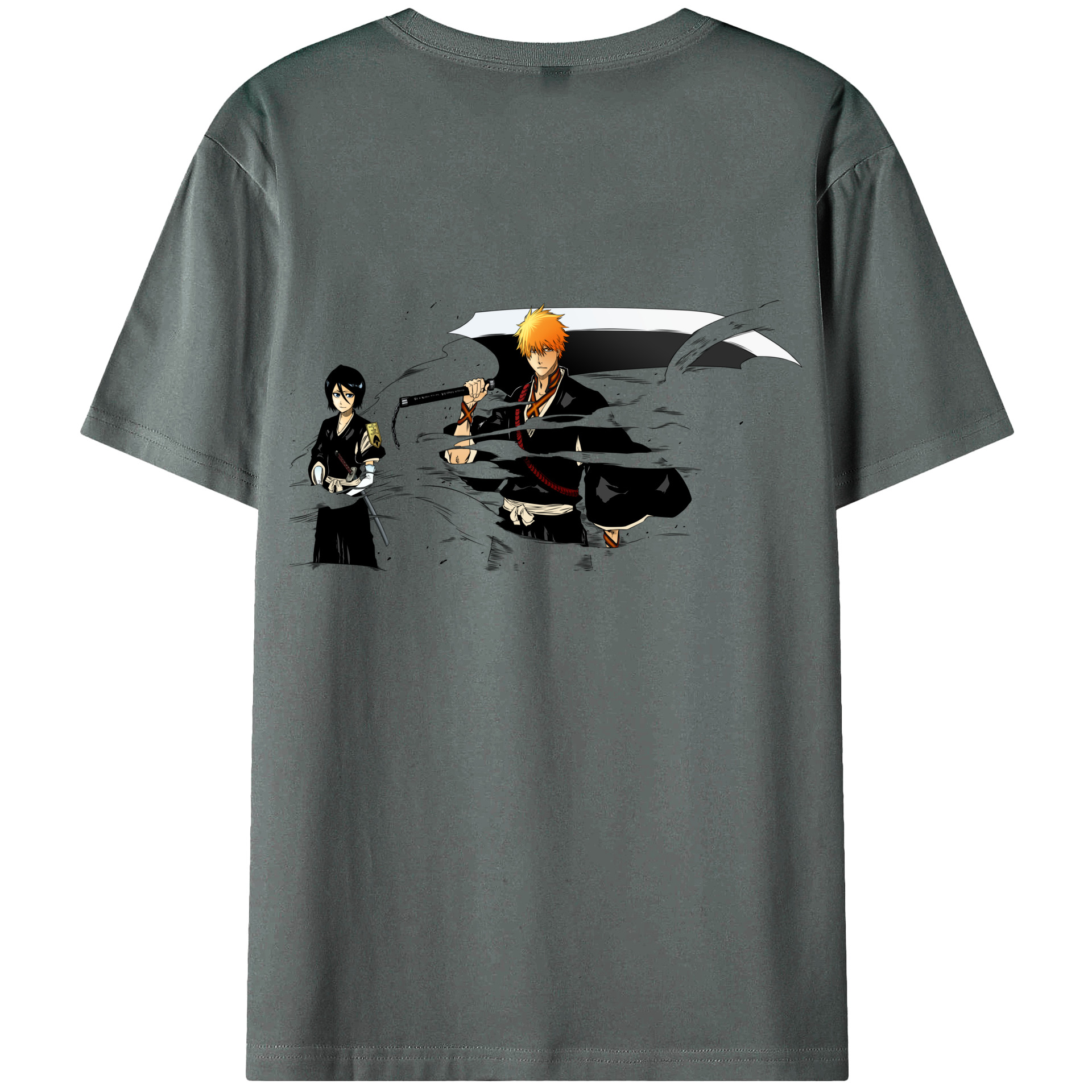 （画像用） ブリーチ 黒崎一護（くろさき いちご）BLEACH Kurosaki Ichigo 綿100％ メンズ半袖Tシャツ（バックプリント） 通気性